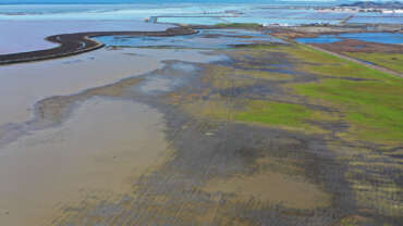 Newark Area 4, photographed by drone on January 23, 2023 - flooded by the heavy winter storms and emergent groundwater.