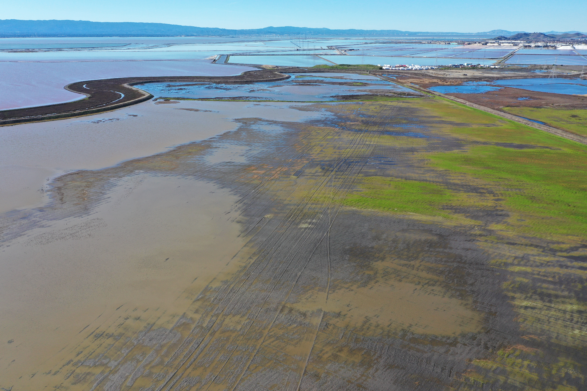 Newark Area 4, photographed by drone on January 23, 2023 - flooded by the heavy winter storms and emergent groundwater.